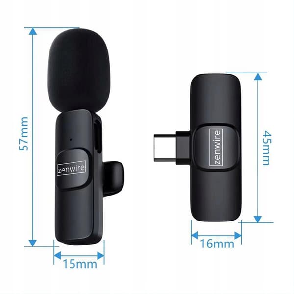Mini Tie Mikrofon Trådløs Kondensator Telefon Computer USB-C K1 Zenwire