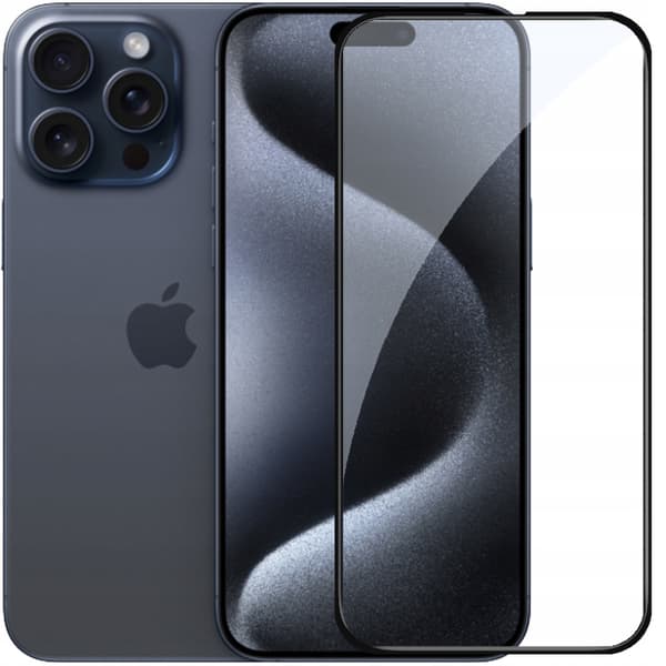 3x helskärmsglas för iPhone 15 Pro Max, härdat glas, 5D