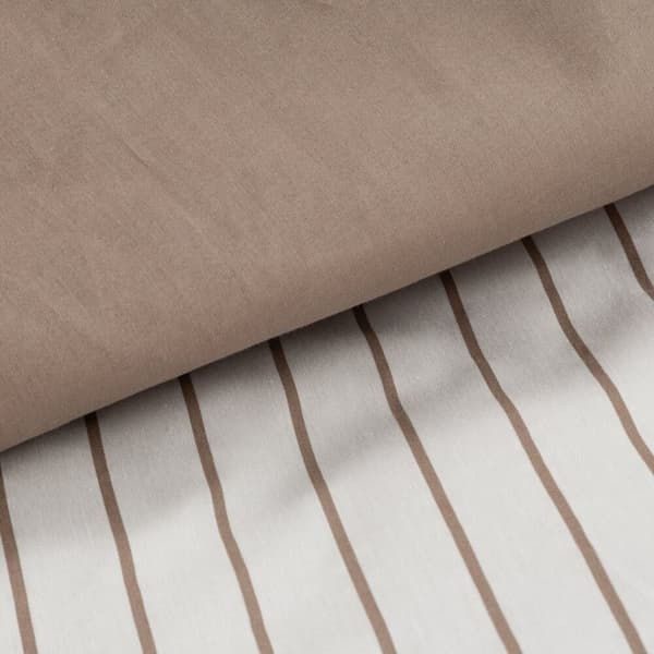 RAYA-vuodevaatesetti, valko-beige raidat, 140x200 satiini