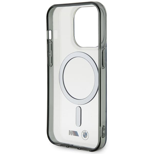 BMW Silver Ring MagSafe -kotelo iPhone 14 Prolle, läpinäkyvä