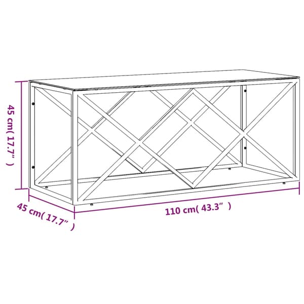 vidaXL sofabord 110x45x45 cm rustfrit stål og glas