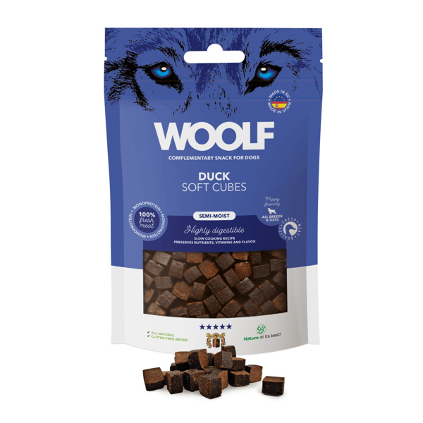 Woolf Soft Cubes Anka Monoprotein Hundgodis 100g