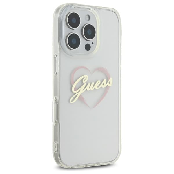 Guess IML Hjerte-etui til iPhone 16 Pro, Klar/Transparent