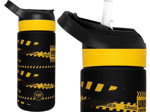 Coolpack Bibby Construction skolflaska med sugrör 420 ml spillskydd