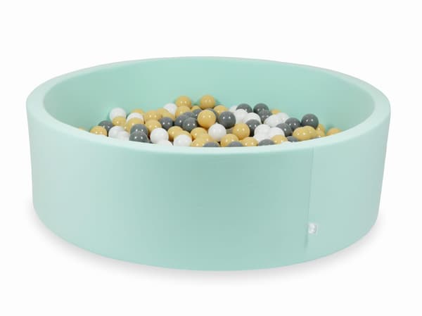 Dry mint pool 130x40 med 700 bollar: beige, grå, vit