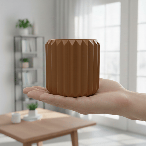 Moderne brun trekantet rillet blomsterpotte til planter