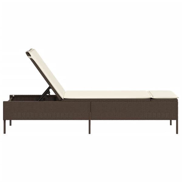 vidaXL liggestol med hynde, brun, polyrattan