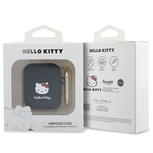 Hello Kitty Silikone 3D Kitty Hovedetui til Airpods 1/2, Sort