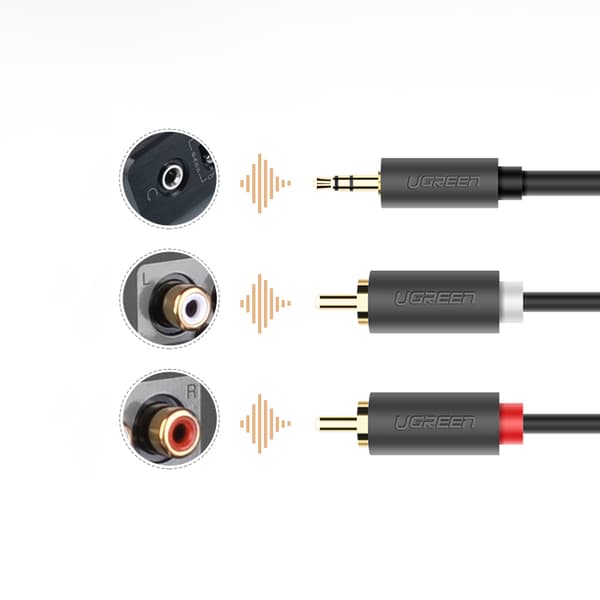 Lydkabel 3,5 mm mini-jack - 2x RCA 1,5m sort