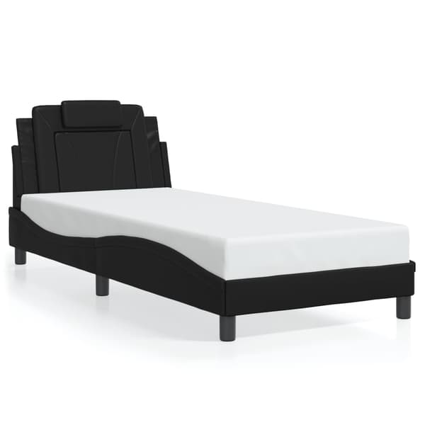 vidaXL sengestel med LED sort 90x200 cm kunstlæder