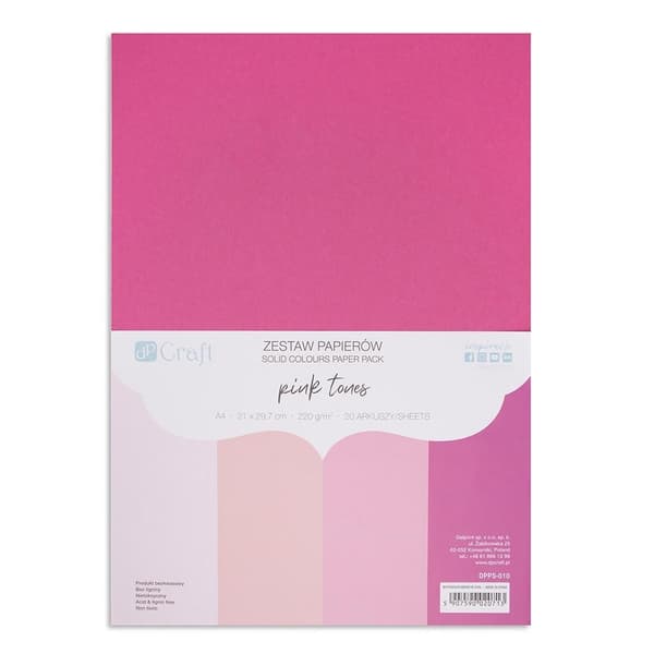 A4 papirsæt 20 ark lyserøde toner 220g