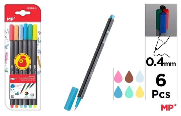 Fineliner 0,4 mm 6 farver