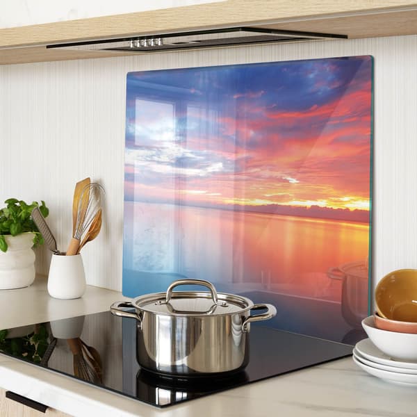 Dekorativ serveringsbricka i glas för snacks Sunset 60x52 cm