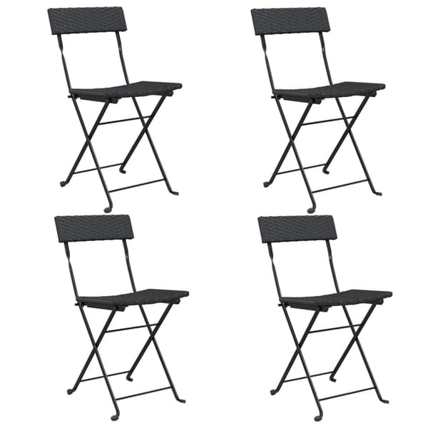 vidaXL foldbare bistrostole, sæt med 4, sort, polyrattan og stål