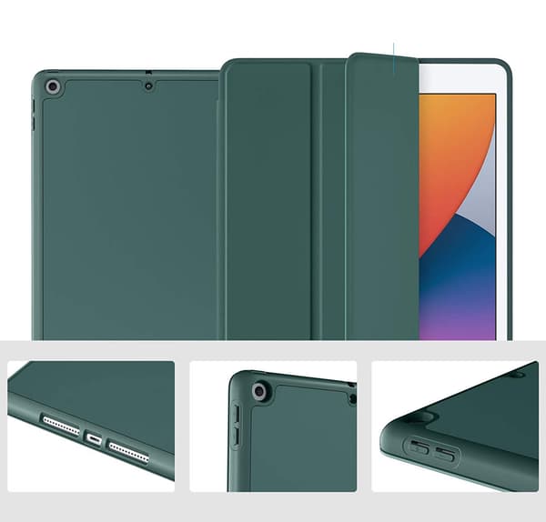 Fodral för iPad 10.2" 2021/2020/2019 (9:e/8:e/7:e generationen), med stylushållare, Grön