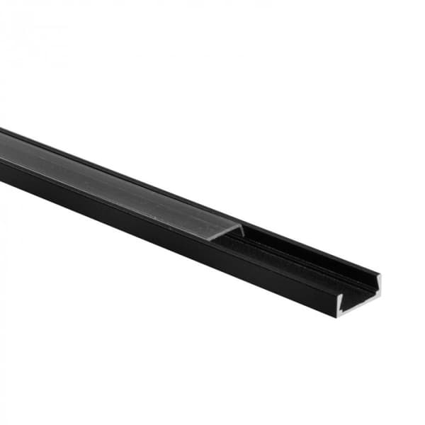 Profil til LED-strimler, overflademonteret, sort + transparent afdækning 1m Ecolight