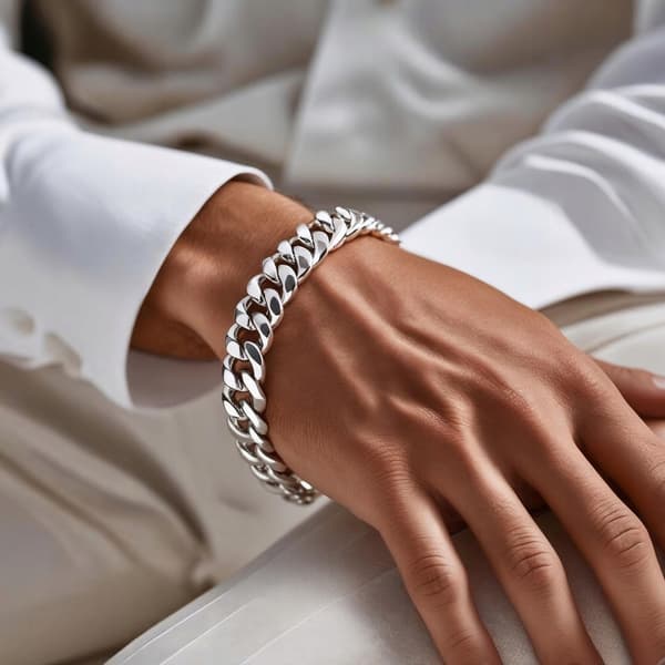 FULD sølv herrearmbånd 925 SØLV Tyk 8mm DIAMANT
