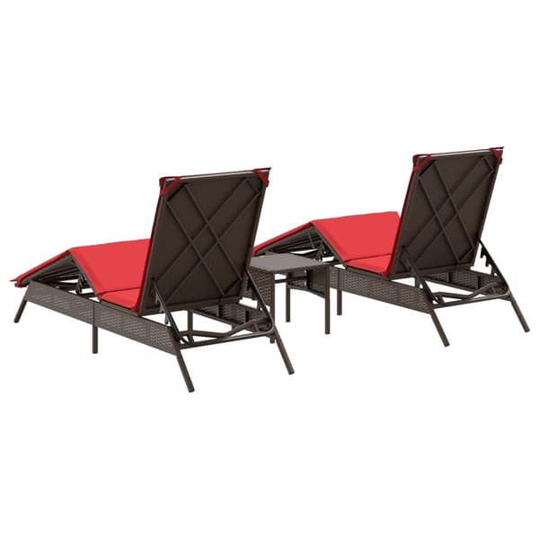 vidaXL Solstolar med bord, set om 2, brun, polyrotting