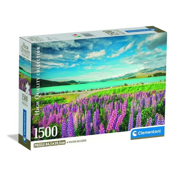 1500 bitars pussel. Kompakta lupiner vid sjön Tekapo