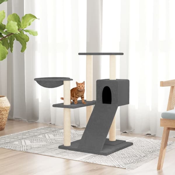 vidaXL kradsetræ til katte med sisalstolper mørkegrå 82 cm