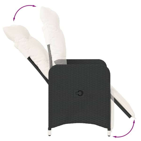 vidaXL havestol med hynder, sort polyrattan