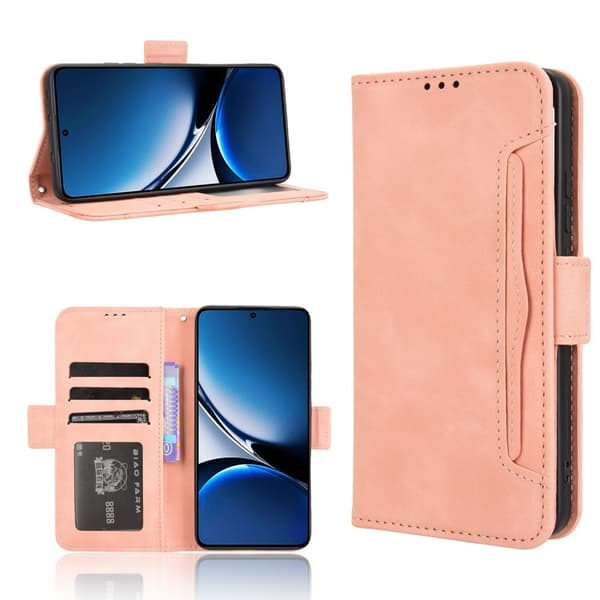 Flip-cover til Xiaomi Poco X7 Pro 5G, kortholder, lyserød