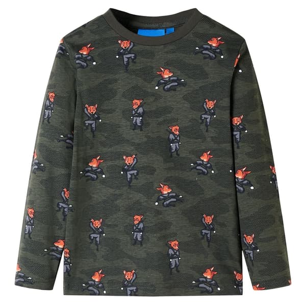 Lasten pitkähihainen pyjama, khaki, 104