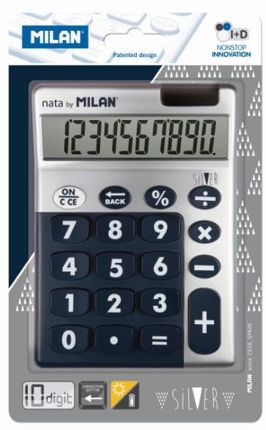 Kalkylator 10 artiklar Silver MILAN