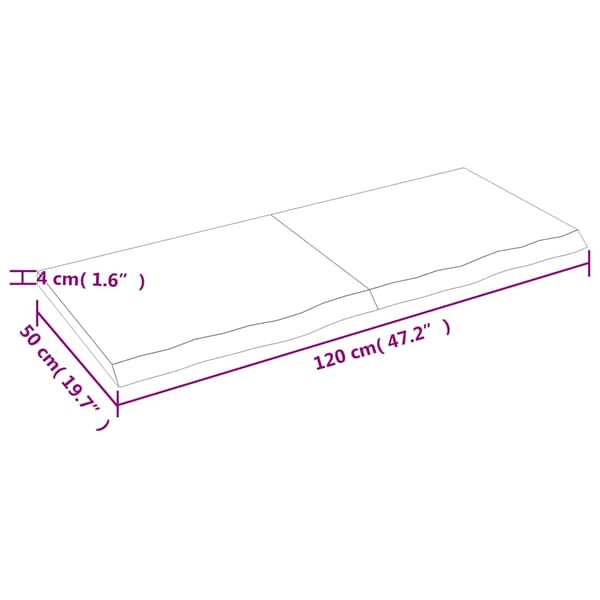 vidaXL hylde mørkebrun 120x50x(2-4) cm egetræsfinish