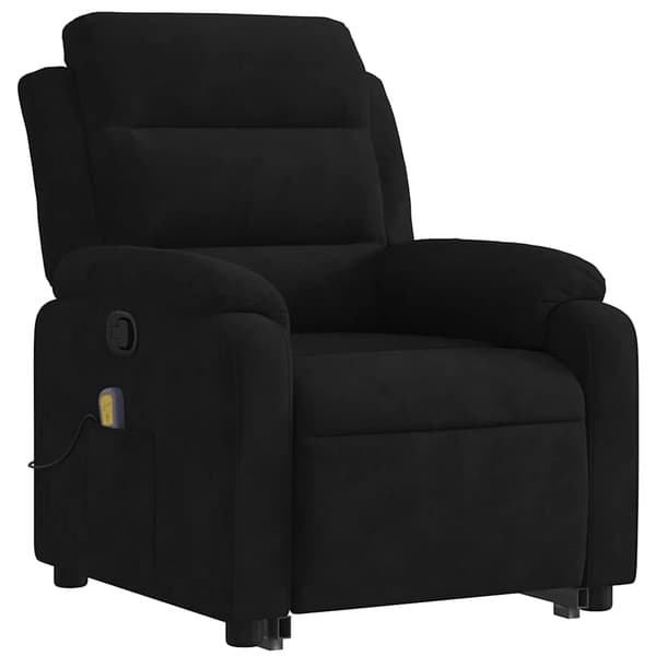 vidaXL lænestol med massagefunktion, løftebar, sort, fløjl