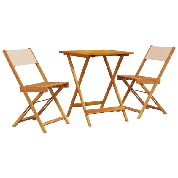 vidaXL 3-delat bistroset, beige tyg och trä