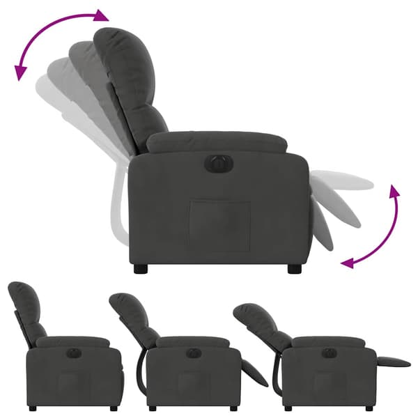 vidaXL Elektrisk fåtölj, mörkgrå, klädd i mikrofiber