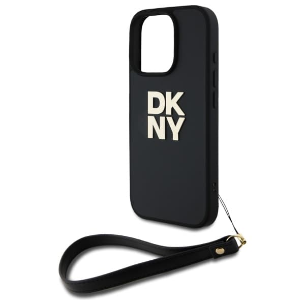 DKNY Wrist Strap Stock Logo-cover til iPhone 16 Pro, sort