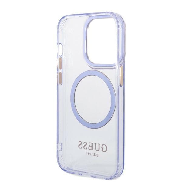Guess Gold Outline Translucent MagSafe-etui til iPhone 14 Pro, lilla