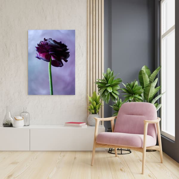 Lærredstryk Botanik Lilla blomst 70x120