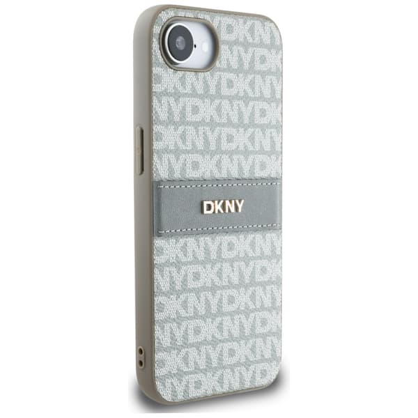 DKNY Repeat Texture Pattern med Tonal Stripe-skal till iPhone 16e, beige