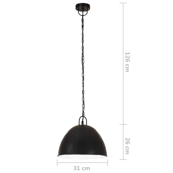 vidaXL industriel pendellampe, 25 W, sort, rund, 31 cm, E27