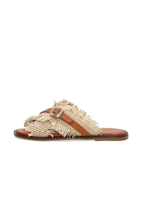 Beige damflip-flops med flätade remmar Beige damflip-flops med flätade remmar 37
