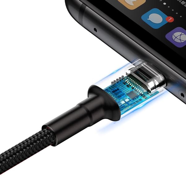 Holdbart USB-kabel USB-C 40W Quick Charge 3.0 QC 3.0 1m Grå-Sort