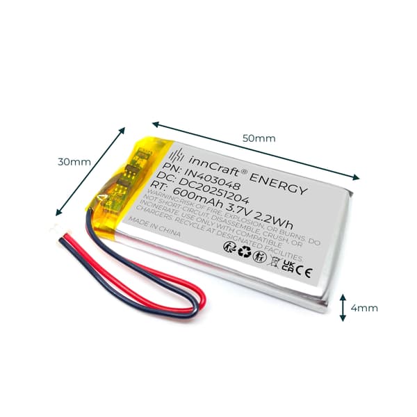 Lithiumpolymerbatteri 600mAh 3,7V IN403048