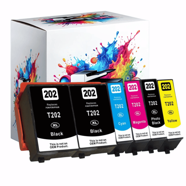 6 kpl Epson GP-E202XL CMYKK-mustetta