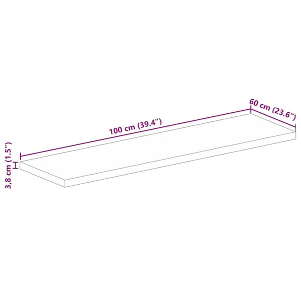 vidaXL bordplade 100x60x3,8 cm rektangulær massiv genbrugstræ