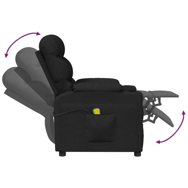 vidaXL elektrisk massagestol, sort, stof
