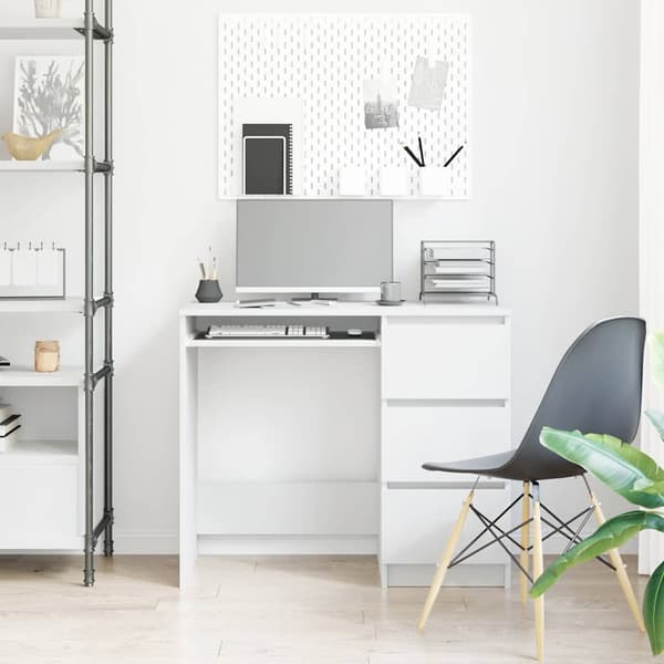 vidaXL skrivebord, hvid, 90x45x76 cm, spånplade