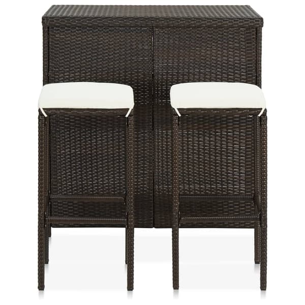 vidaXL 3-delt barsæt polyrattan brun