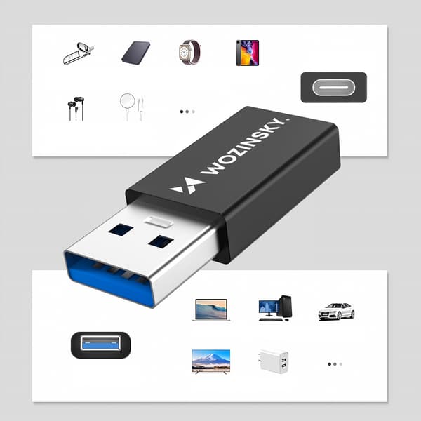 USB-A - USB-C OTG-adapter - svart