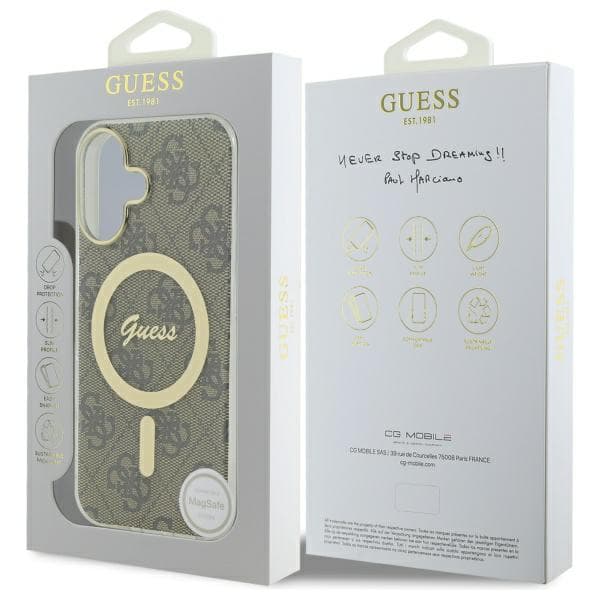Guess IML 4G MagSafe cover til iPhone 16 brun