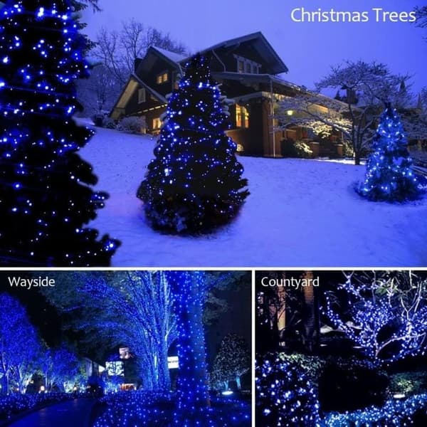 Julelysslynge 288 LED larveformede klynger blå 2 m