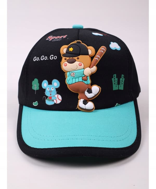 SORT 3D BJØRN BASEBALL CAP YO! 50/54 £030U