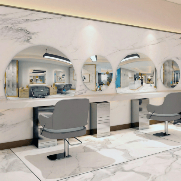 Frisörkonsol, barberkonsol, spegel, 90x80 LED STD